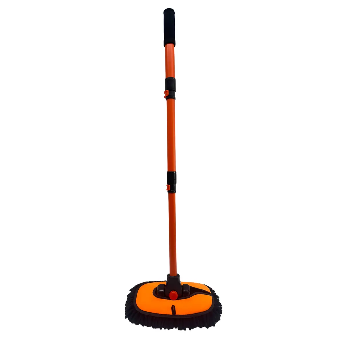a (1) Nezeno Car Wash Brush, 43" Extendable Car Wash Brush Mop with Long Handle, 15 Degree Curved Soft Car Washing Brushes with Extra Microfiber Brush Head for Truck SUV Cleaning, Orange - Image 1