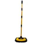 15°Curved Car Wash Brush with Long Handle 43" Extension Pole RV Truck Microfiber Cleaning Mop Auto SUV Wheel Boat Exterior Interior Detailing 2 in 1 Carwash Duster Not Hurt Paint Scratch Free