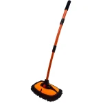 Nezeno Car Wash Brush, 43" Extendable Car Wash Brush Mop with Long Handle, 15 Degree Curved Soft Car Washing Brushes with Extra Microfiber Brush Head for Truck SUV Cleaning, Orange - Image 2