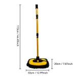15° Curved Car Cleaning Brush with Telescopic Handle 43" Aluminum Alloy Long Rod Wash Mop For Washing Caravan Van Truck Boat RV Roof Soft Chenille Head Duster Clean Product Not Hurt Paint Scratch Free Brand: Harazaqa - Image 3