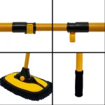 15° Curved Car Cleaning Brush with Telescopic Handle 43" Aluminum Alloy Long Rod Wash Mop For Washing Caravan Van Truck Boat RV Roof Soft Chenille Head Duster Clean Product Not Hurt Paint Scratch - Image 3