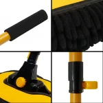 15°Curved Car Wash Brush with Long Handle 43" Extension Pole RV Truck Microfiber Cleaning Mop Auto SUV Wheel Boat Exterior Interior Detailing 2 in 1 Carwash Duster Not Hurt Paint Scratch Free - Image 4