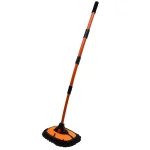 Nezeno 55" Car Wash Brush Mop with Long Handle, 15 Degree Curved Extendable Car Wash Brush with Extra Microfiber Mop Head, Soft Car Washing Brushes with Storage Bag for Truck SUV Cleaning, Orange - Image 2
