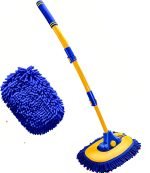 Upgrade Car Wash Brush with Long Handle Car Cleaning Brush Kit Scratch-Free Replacement Head & Hose Attachment for Effective Car Washing