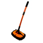 Nezeno Car Wash Brush, 43" Extendable Car Wash Brush Mop with Long Handle, 15 Degree Curved Soft Car Washing Brushes with Extra Microfiber Brush Head for Truck SUV Cleaning, Orange - Image 2